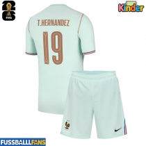 Frankreich Theo Hernandez #19 Auswärts Trikotsatz Kinder EM 2024 Kurzarm (+ Kurze Hosen)